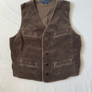 Ralph Lauren Brown Corduroy Button-Front Vest